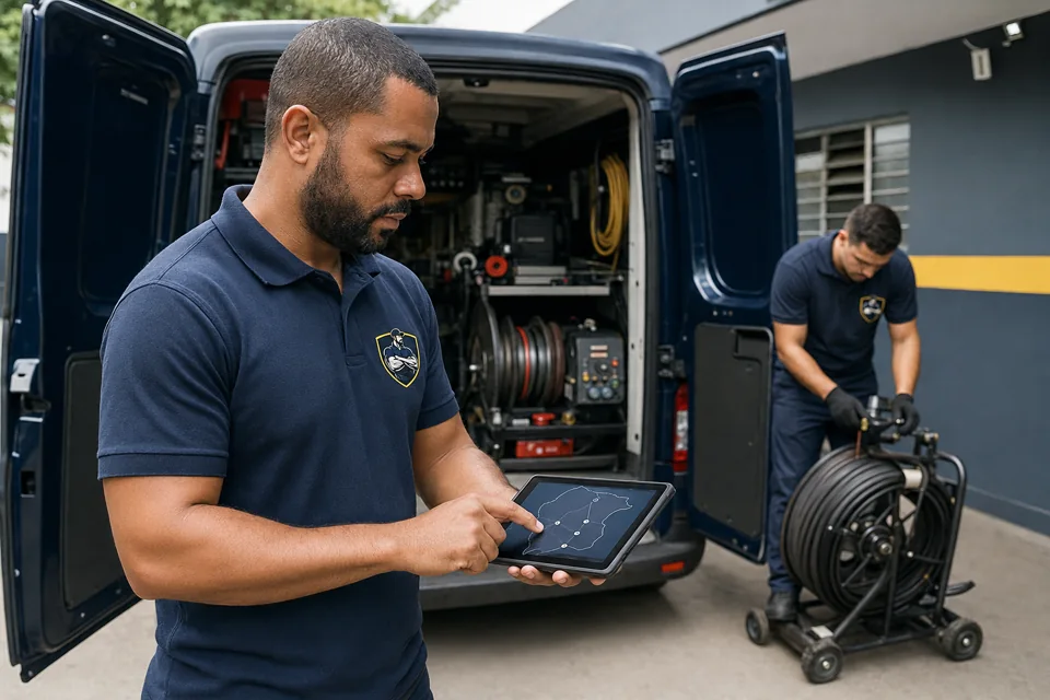 Equipe conferindo a região e a disponibilidade de equipamentos