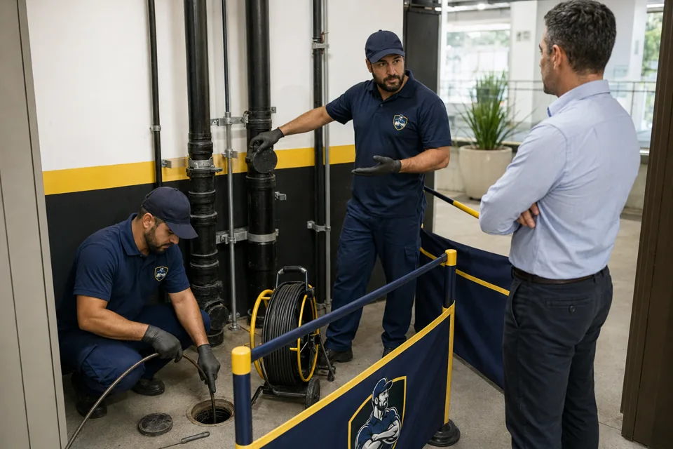 Equipe da Maioral atuando em área técnica de condomínio